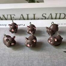 2D Flat - Set Of 6 2D Pig Charms Made Of Resin, Perfect For Jewelry Crafting - Multicolor - View 2