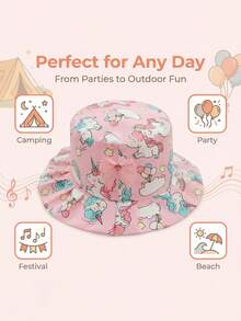 新款遮阳防晒防紫外线防风渔夫帽，适合2-6岁婴幼儿，印花清新款式，男女童通用小马渔夫帽 - 1PC - 查看 5