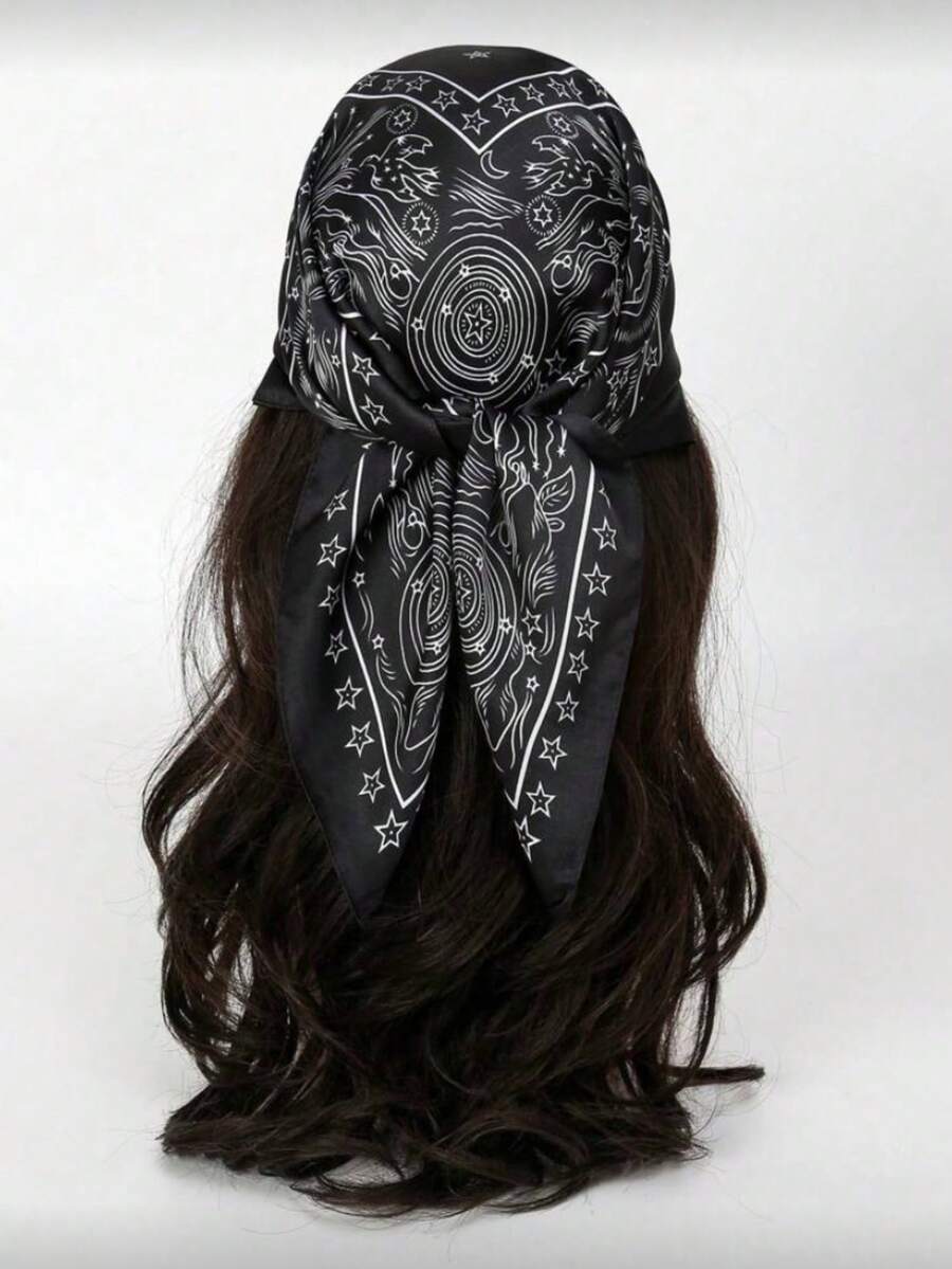 1条女士头巾，丝滑腰果印花发带，颈巾，适合日常使用 - 彩色 - 查看 1