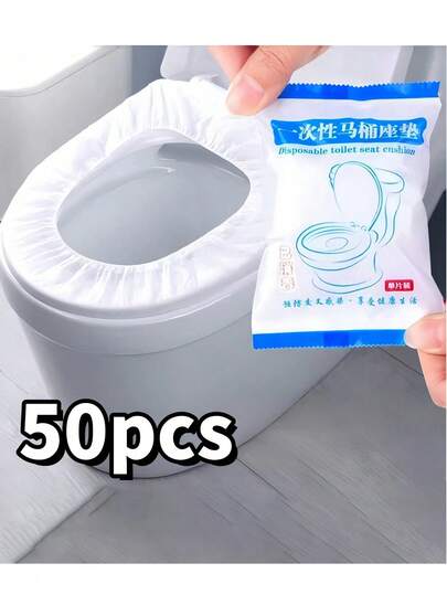 1/20/50pcs Disposable Toilet Seat Covers, Portable Travel Hotel Home Use Non-Woven Toilet Seat Cover, Waterproof Maternity Toilet Seat Cover