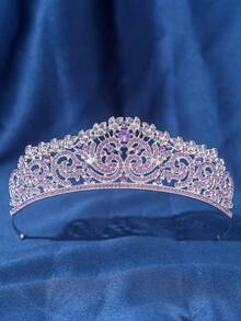 1pc Elegant Crystal Crown Bridal Wedding Hair Accessory, Women's Party Prom Headpiece - Multicolor - View 7