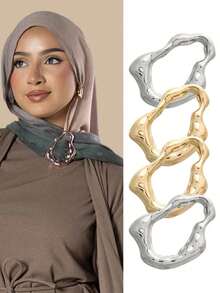 1pc Asymmetrical Metal Scarf Clip, Fashionable Accessory Multi-Functional Fastener - Irregular Buckle - View 7