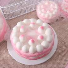 1pc Pink Slow Rebound Cute Food Squeeze Toy, Stress Relief Toy, Adorable Cake Squeezy Toy, Birthday Gift, Party Favor - 粉紅白 - 查看 3