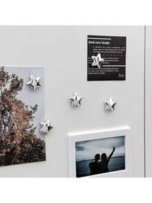 1/3/5Pcs Happy Silver Star Fridge Magnets, Sound Insulation Magnetic Stickers, Decorative Refrigerator Magnets For Kitchen Home Decoration, Ideal For Daily Decor, Christmas Halloween Housewarming Gifts - Multicolor - View 1