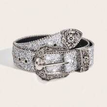 Grunge Punk 1pc Women's Y2k Style Western Chunky Waist Belt With Dopamine Star & Eye Decor, Perfect For Daily Wear Party - 黑色 - 查看 3