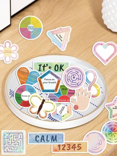 60张舒缓感官贴纸，清新可爱设计——非常适合装饰吉他、手机壳、剪贴簿、笔记本电脑、行李箱和个性化桌面。