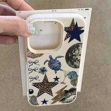 1pc TPU Material Cute Leopard Print, Sea Turtle, Star, Disco Collage Pattern Phone Case, Compatible With IPhone 17 Pro Max/17/16 Pro Max/15/13/12/11, S20 FE/A15/S24/A55, Note 11/12/13 Pro, Full-Body Shockproof Soft Protective Cover,International Version, Not The Domestic Version - White - View 3