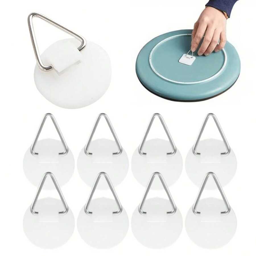 1/20pcs Plastic Photo Frame Hooks, With Adhesive Backing Invisible Hooks, Durable Wall Mounted Modern Kitchen Decor - A - View 1