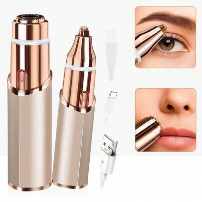 Recortador de vello facial y de cejas 2 en 1, recortador eléctrico de cejas, herramienta para depilación de labios, rostro y cuerpo, herramienta para el cuidado del vello facial, afeitadora eléctrica para mujeres, depiladora de cejas.