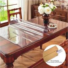 Premium 100% PVC Transparent Tablecloth, 1.0mm Thick, Scratch-Resistant, Wear-Resistant, Heat-Resistant, Easy To Clean, Suitable For Home, Hotel, Restaurant And Cafe Tables, Minimalist And Fashionable Tablecloth Effectively Protects Furniture. - White - View 3