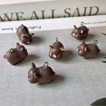 2D Flat - Set Of 6 2D Pig Charms Made Of Resin, Perfect For Jewelry Crafting - Multicolor - View 4