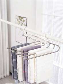 Stainless Steel Pant Rack, Multi-Layer Foldable Pant Hanger, Effectively Saves Wardrobe Space, Wardrobe Storage Solution, Multi-Function Pant Rack, Home Pant Rack - Multicolor - View 6