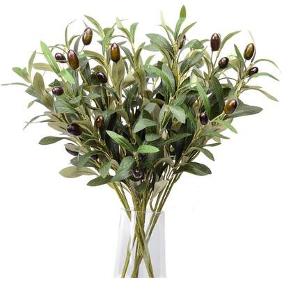 Cành ô liu giả dùng cho bình hoa - Cành ô liu giả trông như thật với lá và quả, cành bạch đàn, cành cây xanh giả dùng để trang trí bàn, nhà cửa và đám cưới.