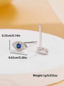 925纯银邪眼耳钉，镀金蓝宝石锆石简约护身符，精致低敏波西米亚风纳扎尔耳环，馈赠佳品 - 惡魔之眼 - 查看 4