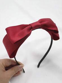 1pc Women's Pink Color Double-Layered Bow Knot Headband, Suitable For Daily Work And Parties Valentine's Day Valentines,Hairband,Hair Hoop Headbands Hair Accessories - 勃根地 - 查看 5