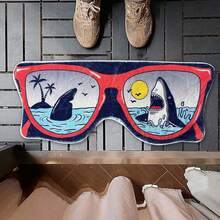 浴室海洋动物图案地垫，可爱鲨鱼图案卧室地毯，吸水性超细纤维，超级柔软，趣味防滑浴室地毯，夏季 - 可愛鯊魚圖 - 查看 1