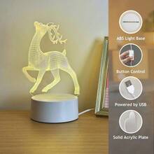 1pc Beautiful 3D Deer Night Light, USB Powered, Warm Glow, Creative Desktop Decor Lamp, Room Decoration Night Light, Mini Gift Light - Yellow - View 6