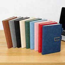 1 pieza Cuaderno/Diario A5 - Cuaderno de negocios con tapa dura, diario de piel sintética PU con cierre magnético y soporte para bolígrafo, adecuado para hombres y mujeres, cuaderno de espiral grueso para oficina, negocios, estudio, viajes, uso personal - A - Ver 6