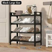 4-Tier Stackable Shoe Rack, Household Storage Organizer, Free Standing Shelf For Entryway, Bedroom And Closet, Holds Multiple Pairs Of Shoes, Space-Saving Shoe Storage Shelf - 黑色 - 查看 3