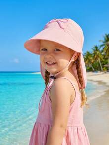 1pc Girls' Summer Hat, Fashionable Embroidered Bucket Hat, Girls' Versatile Sun Protection Wide Brim Beach Hat - 1PC - View 7
