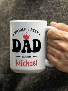 1pc 15oz The World's Best Dad Coffee Mug, A Unique Gift For Father's Day. It's A Personalized Customized Coffee Mug And Water Cup. You Can Customize The Text On It. It Expresses Your Gratitude To Your Dad And Also Serves As A Wonderful Birthday Gift For Him. - Style 1 - View 4