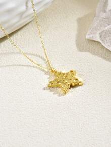 1 chiếc dây chuyền mặt dây chuyền hình ngôi sao và trái tim vàng sang trọng, đa năng, phù hợp để đeo hàng ngày, đi làm, dạo phố, dự tiệc và hẹn hò. - Vàng - Xem 3