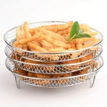 1/3pcs Air Fryer Accessories Set - Stainless Steel Stackable Rack, Dehydrator, Air Fryer Baking Tray, Grill Rack, Vegetable & Fruit Frying Basket - A - View 9