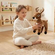 站立動物系列毛絨玩具，柔軟蓬鬆填充動物，長頸鹿 / 鹿 / 斑馬 / 大象。適用於家居裝飾、車輛裝飾、婚禮季節、兒童生日、母親節、派對與聚會。 - 彩色 - 查看 10