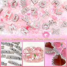330 Pcs Junk Phone Case Charms 26 Pcs A-Z  Alphabet Letter Charm Mix Pink Color E Flower Bow Heart Pearls Flatback Resin Charms Letter Junk Cases Kit For DIY Crafts - 第二組 - 查看 5