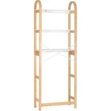 3-Tier Bamboo Over The Toilet Storage Shelf Bathroom Organizer Space-Saving Rack For Bathroom Home - 白色 - 查看 2