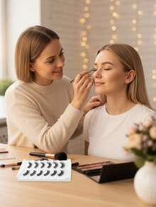 7 Pairs Of Cat-Eye False Eyelashes, Fluffy 3D Mink-Like False Eyelashes, Natural Style False Eyelashes, Strip False Eyelashes, Fluffy And Dense False Eyelashes, Resembling Lash Extensions, Charming Thin Curved False Eyelashes - Black - View 4