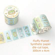 1卷合成纸模切和纸胶带，可爱动物和花卉花园主题贴纸，适用于剪贴簿、笔记本、相册、照片装饰，4种款式可选，返校季必备文具 - 1roll - 查看 15