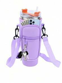 1pc Portable Water Bottle Bag With Phone Pocket, Fits /Maeky 40oz (Approx. 1134ml) Water Bottle, With Handle And Adjustable Shoulder Strap, Compatible With Cup Accessories - Multicolor - View 19