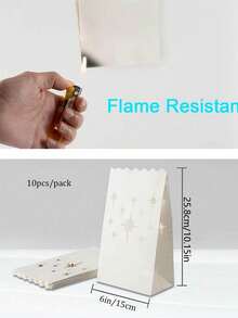 1/10/50pcs Fire-Resistant Luminary Candle Bags, White Candle Bags For Wedding Party Decor With Reusable Material (Candles Are Not Included),Christmas - White - View 4