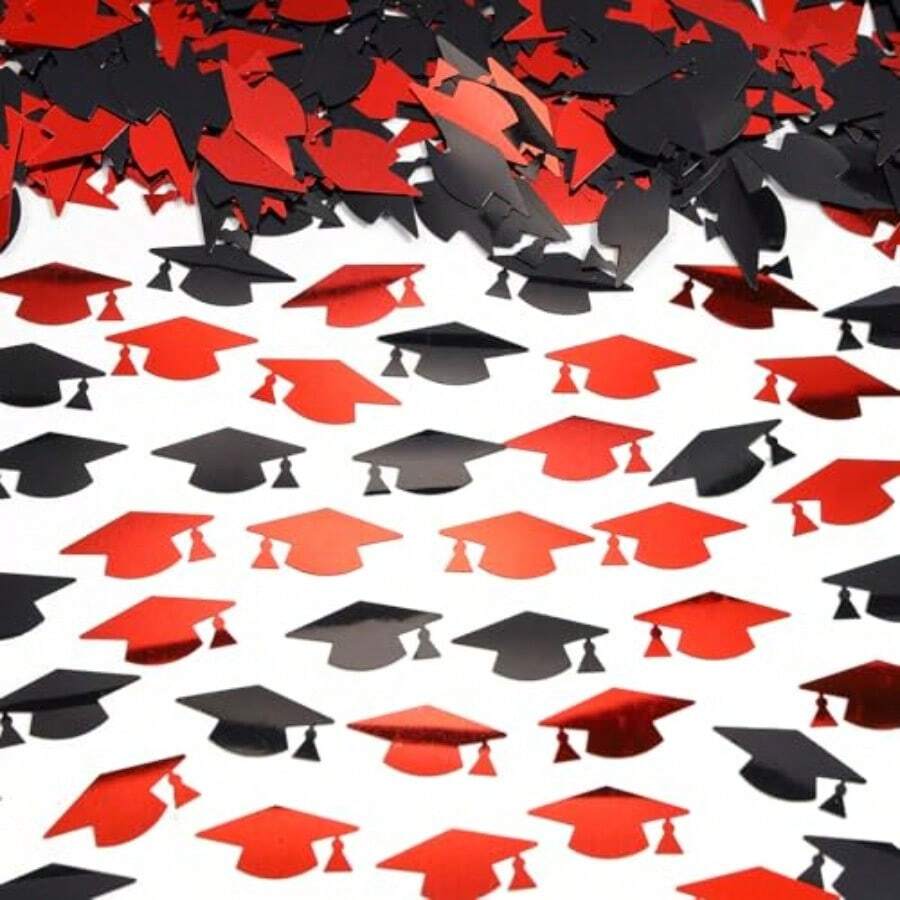Red And Black Graduation Cap Confetti 2026 Class Of 2026 Table ...