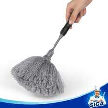 MRSIGA Plumero de microfibra delicado, mango cómodo antideslizante, cabezal de plumero desmontable y lavable, gris y negro - Blanco - Ver 7