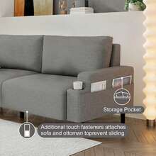 Sofá cama de 205 cm (80,7"), moderno, tapizado en tela, ideal para sala de estar, con estructura de madera maciza. Fácil de instalar. Perfecto para apartamento, dormitorio, residencia estudiantil u oficina. Color gris - Gris - Ver 4