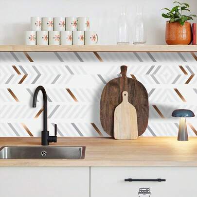 Self-Adhesive Mosaic Wall Sticker Waterproof Moisture-Proof Heat Resistant Peel And Stick Backsplash Tile Removable Reusable DIY Wall Decal Vinyl Art Home Decor For Bathroom Kitchen Living Room Bedroom Cabinet Counter Backsplash RV Laundry Room Oil Proof Anti-Fouling Easy Clean Thick Wear-Resistant Modern Boho Aesthetic Stick On Tile For Renters Home Renovation