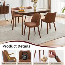 Silla para Comedor moderna Set de 2 Unidades, Silla de cocina tapizada con Tela Duradera de Cuero PU (Textura Lino) con asiento acolchado para Mayor Confort, Silla para Comedor Estilo Mid - Century con patas de madera, ideal para Sala de Estar, Restaurantes y Cafés - Piel sintética marrón - Ver 7