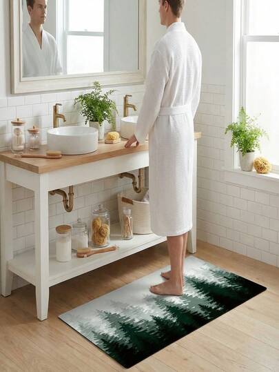 1pc Forest Pattern Printed Carpet, Non-Slip Soft And Comfortable, Suitable For Indoor And Outdoor Decor, Especially For Living Room And Bedroom, All-Season Use