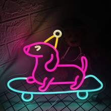 1pc LED Dog Sled Neon Light For Wall Decor, 5V USB Powered, Dimmable, Suitable For Bedroom, Office, Gym Decoration. Factory Direct Supply, Customizable. - Rose Red, Ice Blue, Yellow, White - View 6