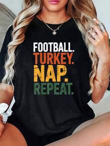 Camiseta Unisex 100% Algodón, Diseño de Fútbol Turco, Festividades de Otoño, para Amigos, Algodón Suave, Transpirable, Manga Corta, para Uso Casual de Verano - Negro - Ver 1