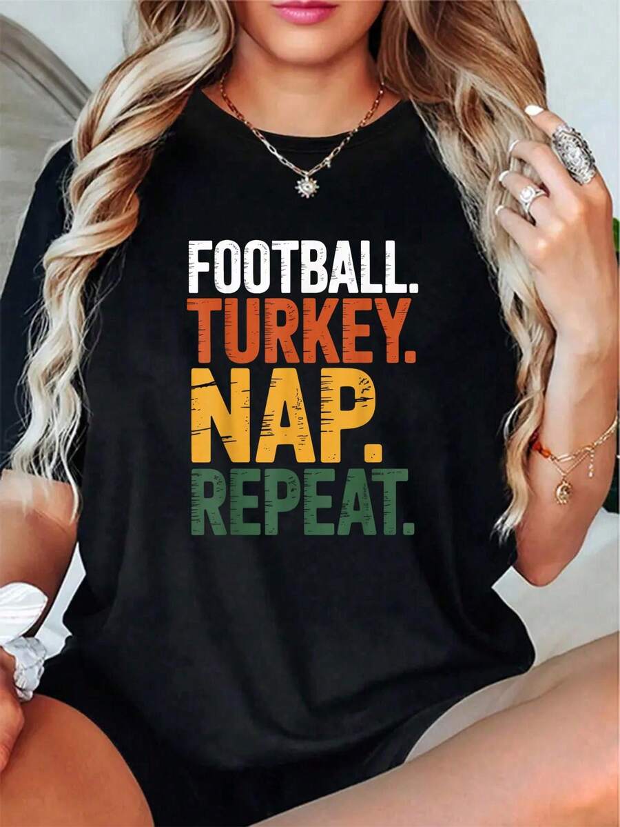 Camiseta Unisex 100% Algodón, Diseño de Fútbol Turco, Festividades de Otoño, para Amigos, Algodón Suave, Transpirable, Manga Corta, para Uso Casual de Verano - Negro - Ver 1