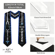 Nursing RN Graduation Stoles With Glitter Ribbon Trim, Graduation Sash Nurses School Gifts, 70 Inch - Kim tuyến xanh - Xem 4