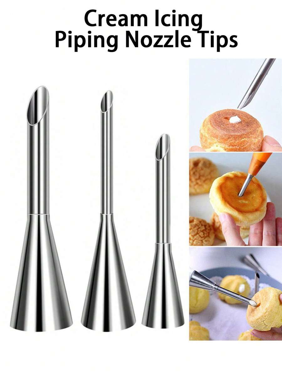 1 cái/3 cái Đầu phun kem trang trí, Đầu phun kem trang trí dài bằng thép không gỉ, Dụng cụ trang trí bánh ngọt nhỏ, Đầu phun kem làm bánh, Đầu phun kem bằng thép không gỉ, Đầu phun kem trang trí cho làm bánh, Đầu phun kem trang trí, Đầu phun kem trang trí dài bằng thép không gỉ - Nhiều màu - Xem 1