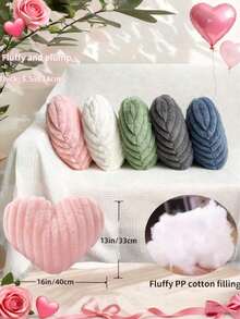 ..Valentine's Day Heart Pillow Decorative Throw Pillows, Heart Shaped Soft Fluffy Faux Fur Cute Pillows Cushions For Couch Chair Bed Bedroom Room Home Decor Aesthetic, Pink.... WRRX - 黑色 - 查看 1