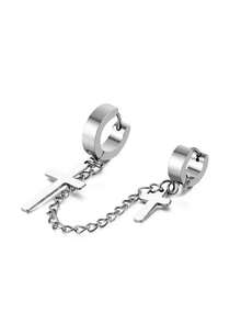 1件装男女通用朋克十字流苏耳环 - 多功能金属哥特式耳夹/耳钉，嘻哈时尚饰品 - 黑色 - 查看 12