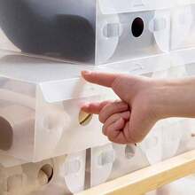 Caja de zapatos portátil 3 piezas/6 piezas/12 piezas/24 piezas Caja de zapatos plegable y apilable a prueba de polvo y humedad Cubierta de zapatos transparente - Ver 3