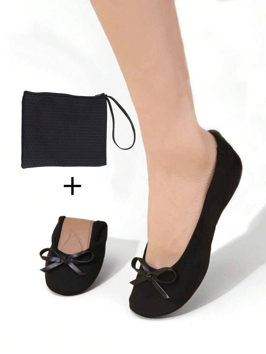 Giày ba lê cổ điển nhẹ, mềm mại, thoải mái, đa năng, dễ mang, có thể gấp gọn, thích hợp để mang trong nhà, dép xăng đan đế bằng cho nữ, dép đi trong nhà cho nữ