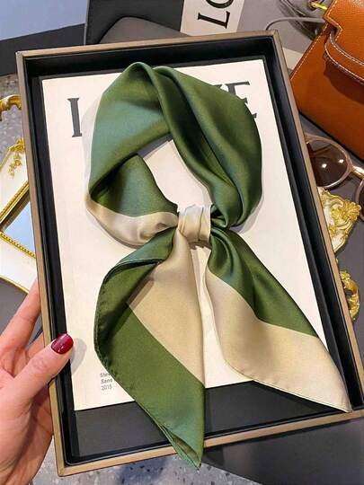 A Women's Luxurious, Elegant, And Fashionable Color-Block Patchwork Printed Spring 70*70cm Silk Bandana Scarf, Suitable For Daily Wear, A Top Choice For Gifting,Beach,Holiday